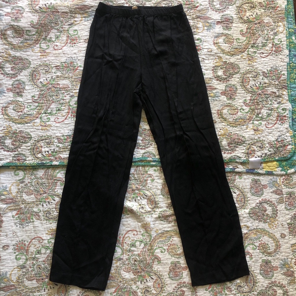 Vintage Black straight leg trousers with elastic waistband